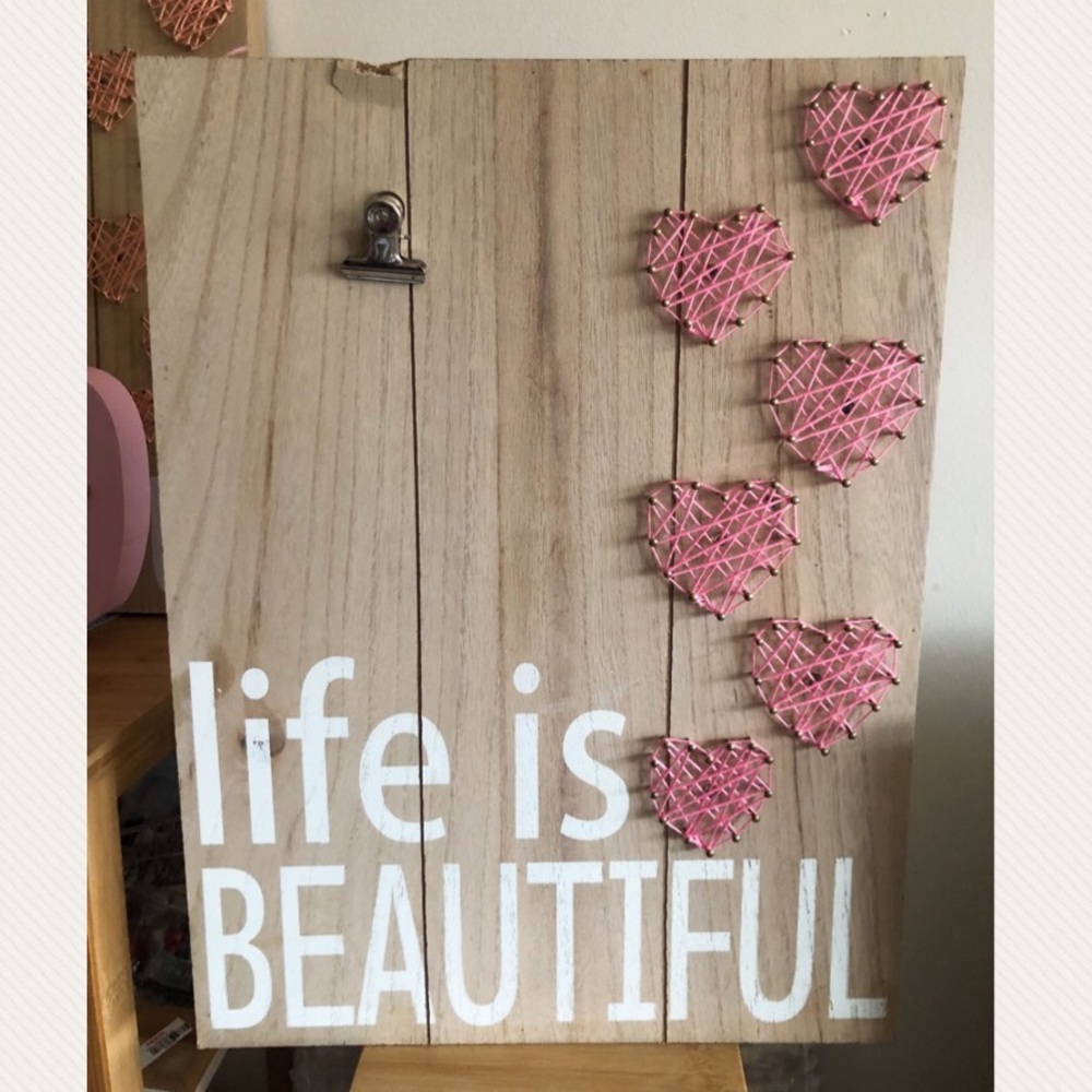 🎉HP🌺 Nordic wood heart decor lights heart pic plaque
